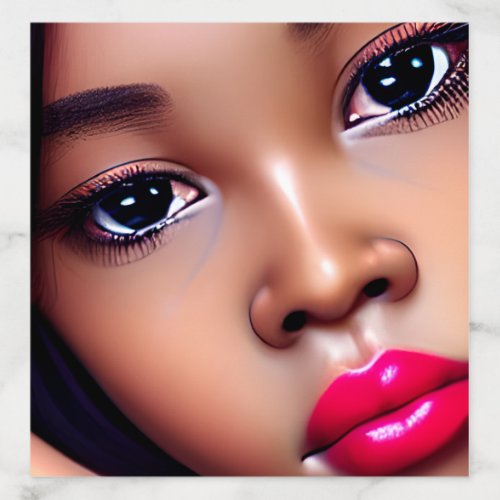 Realistic Dark Skin Black Woman with Model Feature Envelope Liner