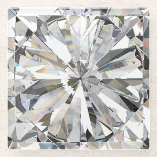 Realistic Diamond: 3D Close-Up Glass Coaster