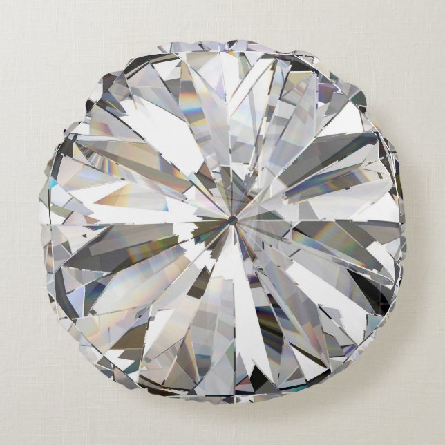 Realistic Diamond: 3D Close-Up Round Pillow (Front)