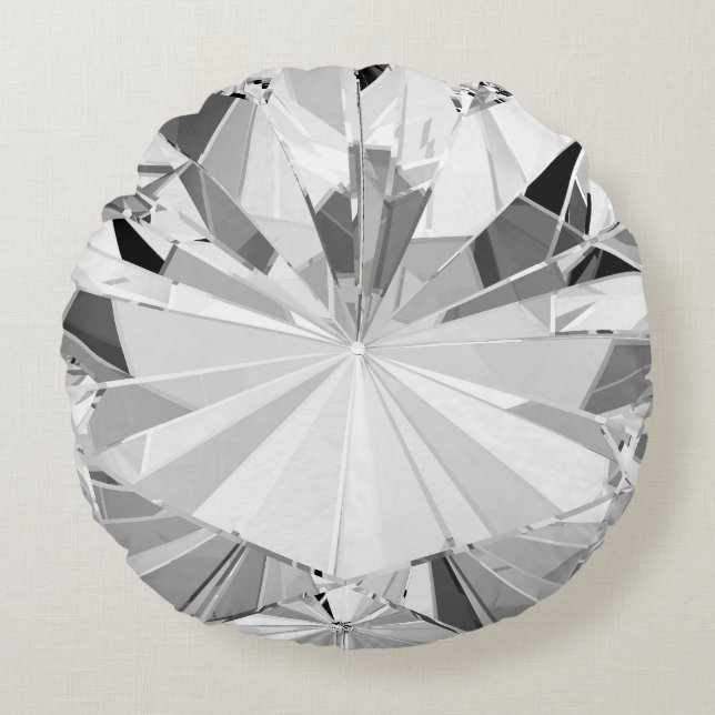 Realistic Diamond: 3D Texture Close-Up Round Pillow (Front)
