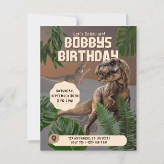 Realistic Diniosaur Birthday Invitation