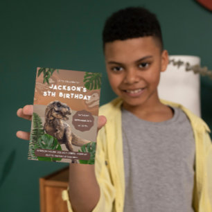 Realistic Dinosaur Birthday Invitation