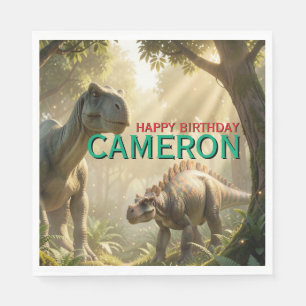 Realistic Dinosaur Birthday Party Napkins