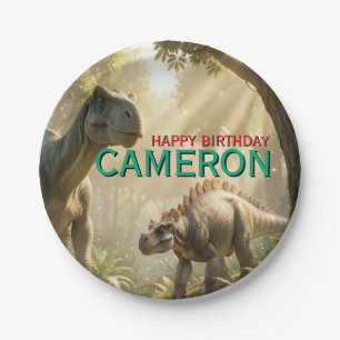Realistic Dinosaur Birthday Party Paper Plates