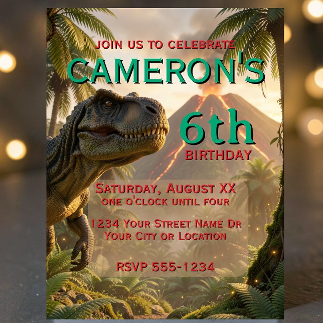 Realistic Dinosaur T-Rex Birthday Party Invitation (Creator Uploaded)