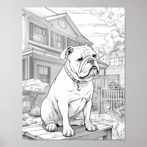 Realistic Dog Adult Coloring Poster