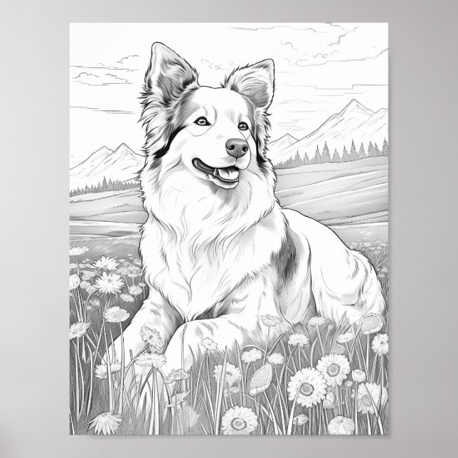 Realistic Dog Adult Coloring Poster (Front)