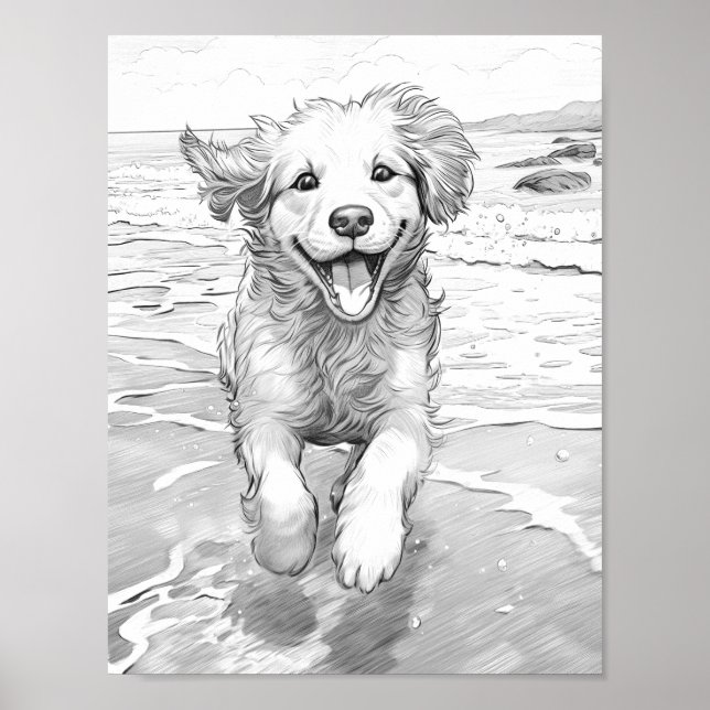 Realistic Dog Adult Coloring Poster (Front)
