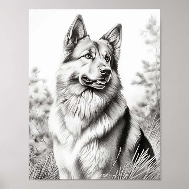 Realistic Dog Adult Coloring Poster (Front)
