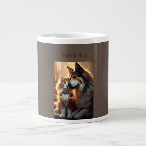  Realistic Dog  Cat Hug Printed Speciality mug Giant Coffee Mug