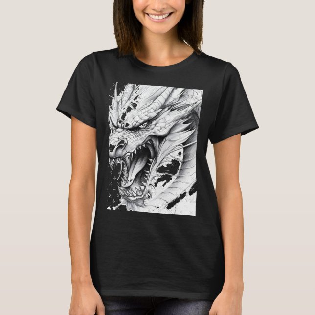 Realistic Dragon Drawing Sticker1  T-Shirt (Front)