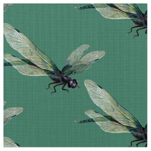 Realistic Dragonfly Polyester Poplin Fabric