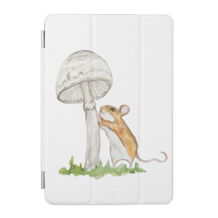 Realistic drawing of a funny field mouse and mushr iPad mini cover