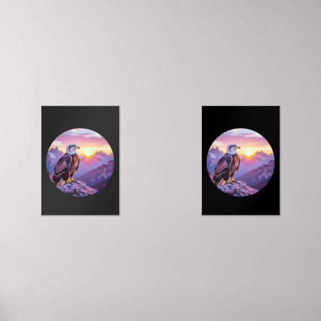 Realistic Eagle on Rock – Majestic Wildlife Scene Wall Art Sets (Front)