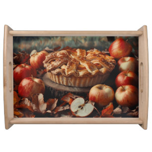 REALISTIC FALL THEMED TABLE SETTING WITH FOOD SERVING TRAY
