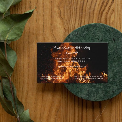 Customizable Realistic Flames Business Card
