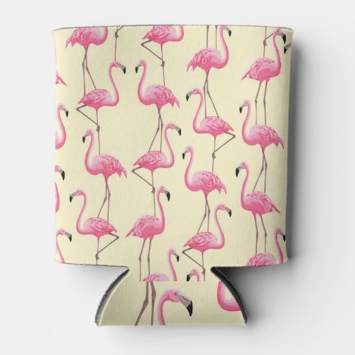 Realistic Flamingo Bird Vertical Pattern Can Cooler