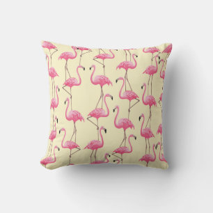 Realistic Flamingo Bird Vertical Pattern Throw Pillow