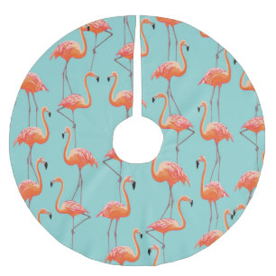 Realistic flamingo: vintage bird pattern brushed polyester tree skirt