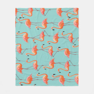 Realistic flamingo: vintage bird pattern fleece blanket