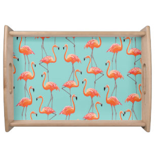 Realistic flamingo: vintage bird pattern serving tray