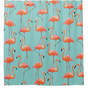 Realistic flamingo: vintage bird pattern shower curtain