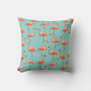 Realistic flamingo: vintage bird pattern throw pillow