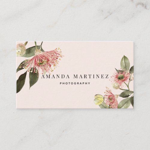 Realistic Floral Butterfly Blush Pink Business Card