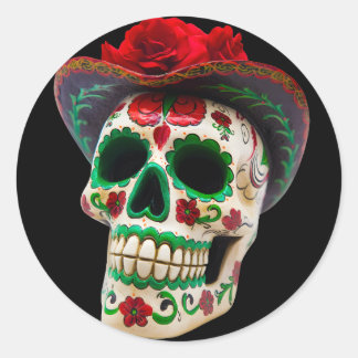 Realistic Flower Day of the Dead Skull Sticker