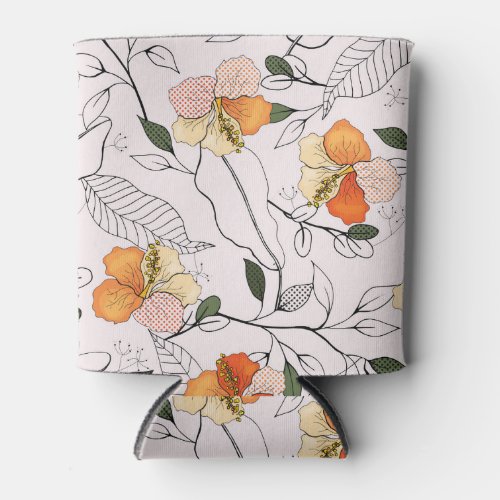 Realistic flowers seamless vintage pattern can cooler