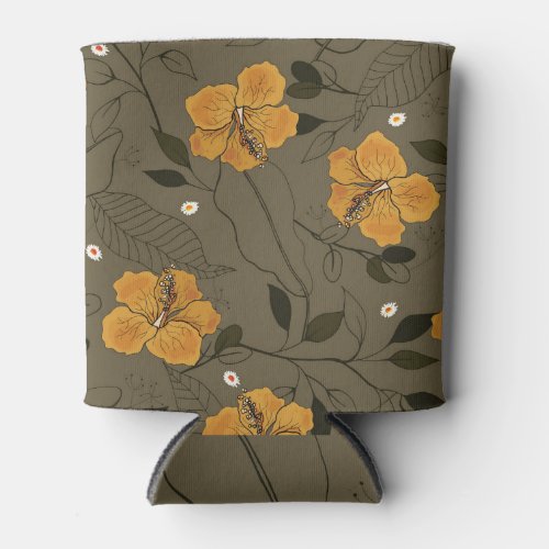 Realistic Flowers Vintage Seamless Can Cooler