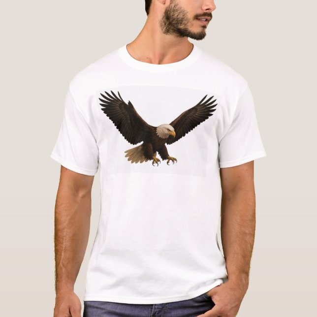 Realistic Flying Eagle – Bold Wildlife T-Shirt Des (Front)