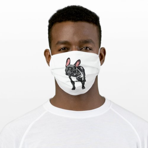 Realistic french bulldog adult cloth face mask