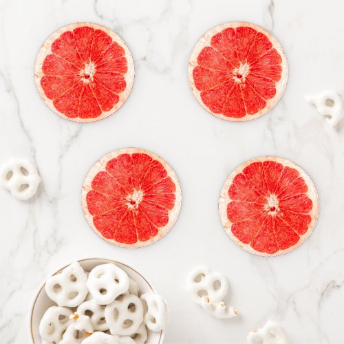 Realistic Fruit Slice Grapefruit  Coaster Set