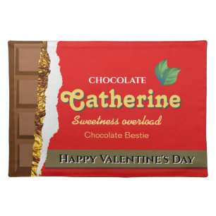 Realistic Funny Chocolate Lover Valentine Name Cloth Placemat