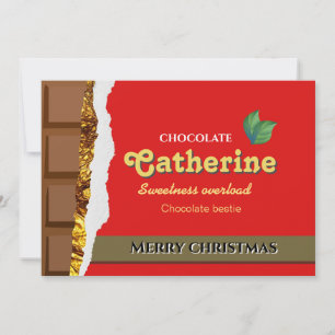 Realistic Funny Chocolate Lover Valentine Name Holiday Card