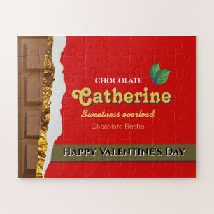 Realistic Funny Chocolate Lover Valentine Name Jigsaw Puzzle