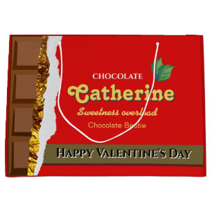 Realistic Funny Chocolate Lover Valentine Name Large Gift Bag