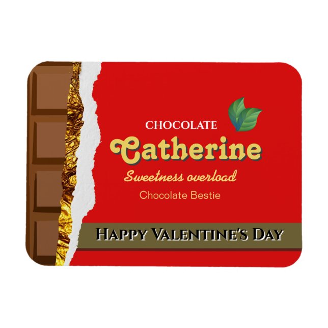 Realistic Funny Chocolate Lover Valentine Name Magnet (Horizontal)