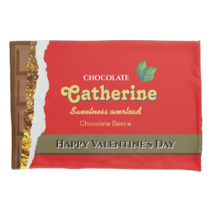 Realistic Funny Chocolate Lover Valentine Name Pillow Case