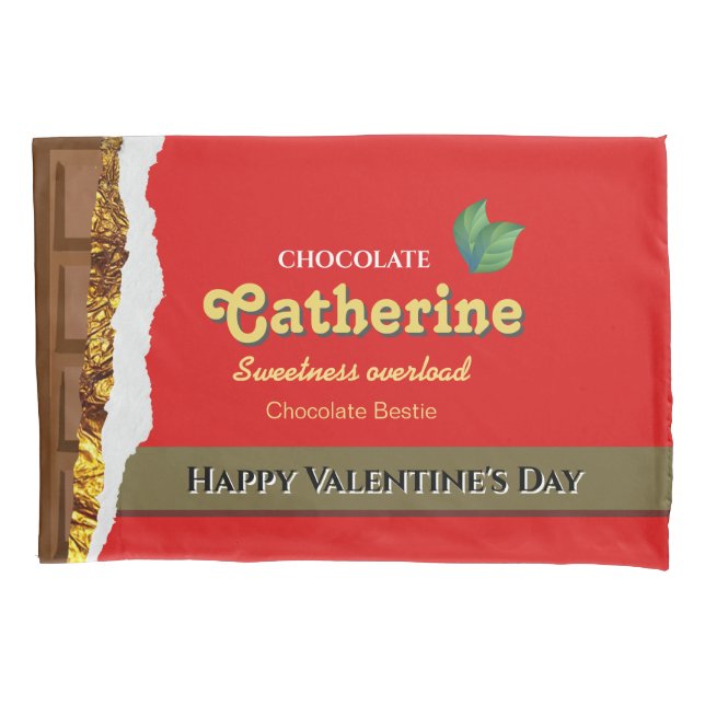 Realistic Funny Chocolate Lover Valentine Name Pillow Case (Front)