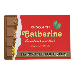 Realistic Funny Chocolate Lover Valentine Name Placemat