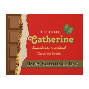 Realistic Funny Chocolate Lover Valentine Name Wood Wall Art