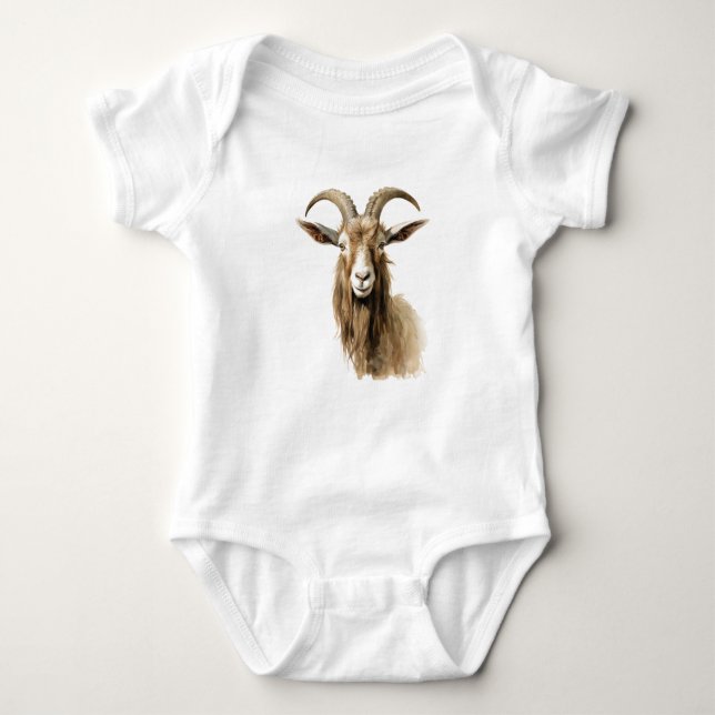 Realistic Goat Face T-Shirt Baby Bodysuit (Front)
