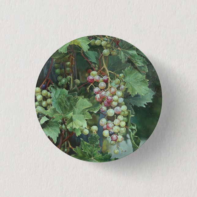 Realistic Grape Vine with Leaves – Fine Art Button (Front)