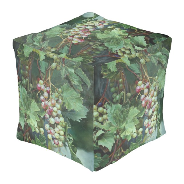 Realistic Grape Vine with Leaves – Fine Art Pouf (Angled Back)