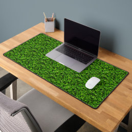   Realistic Grass Photo Texture Funny Bright Green Desk Mat