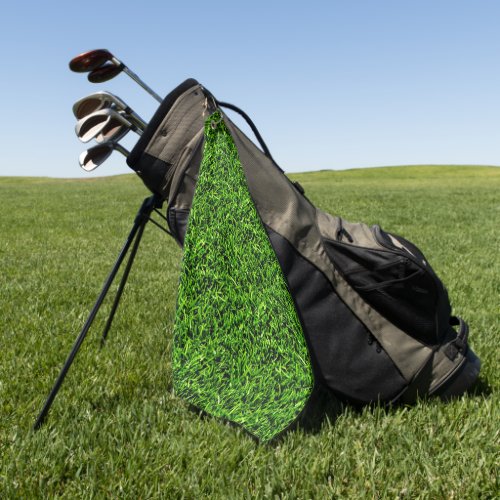   Realistic Grass Photo Texture Funny Bright Green Golf Towel