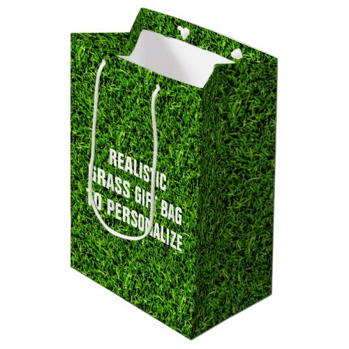   Realistic Grass Photo Texture Funny Bright Green Medium Gift Bag