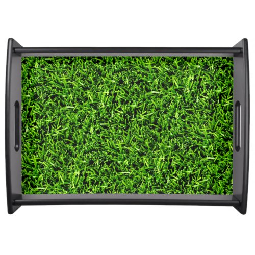   Realistic Grass Photo Texture Funny Bright Green Serving Tray